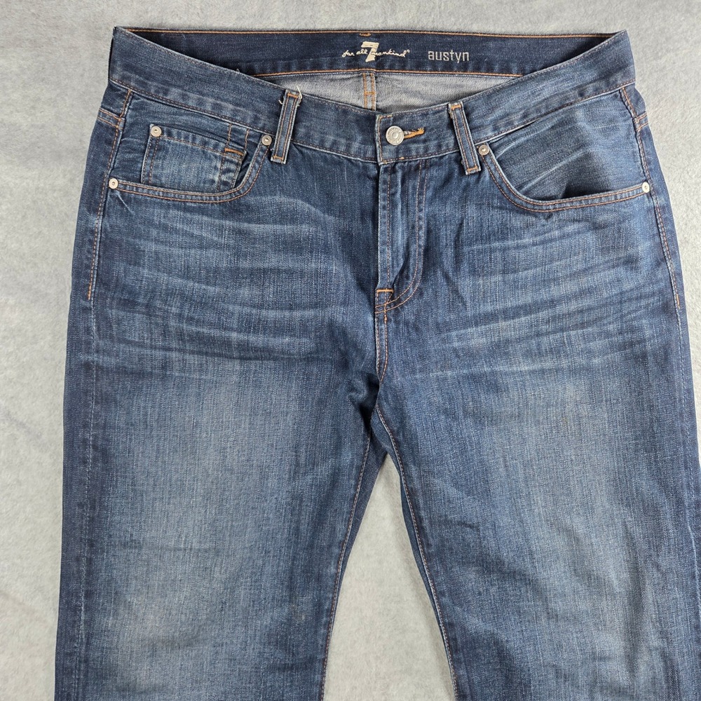 7 For All Mankind Austyn Jeans Mens 37x32 Dark Wash Relaxed Straight Denim
